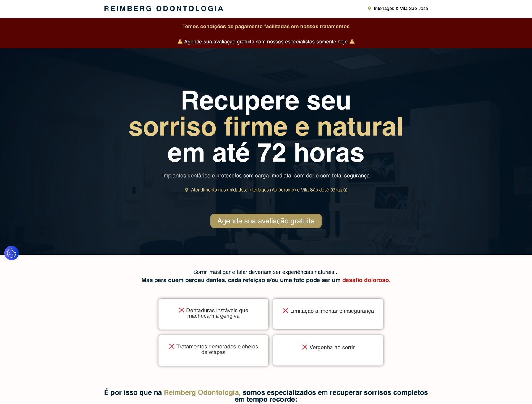 Reimberg Odontologia — página de captura, parte 1