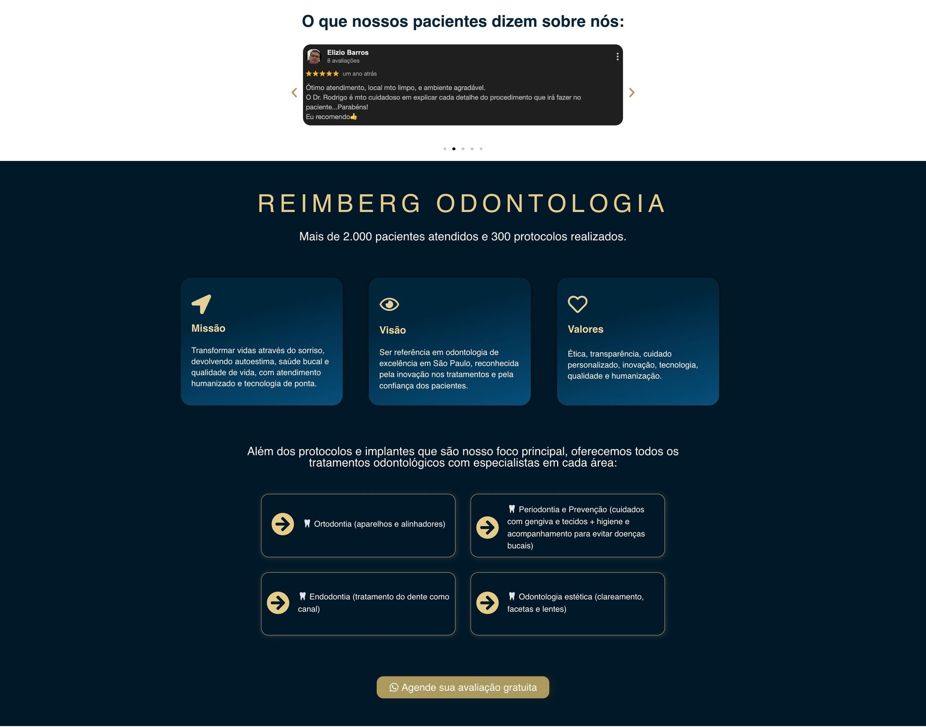 Reimberg Odontologia — página de captura, parte 4